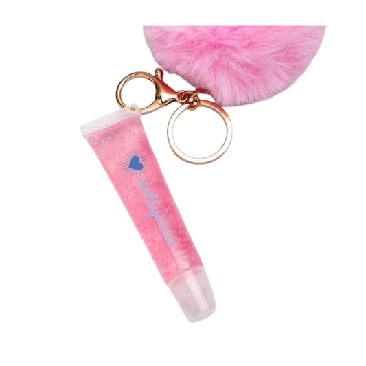 K4K Lip Gloss with Pom Keychain